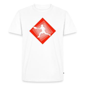 Coup droit Revers Joueur de tennis Coup de tennis - T-shirt Premium bio Homme - blanc - Devant - Nico (187cm)