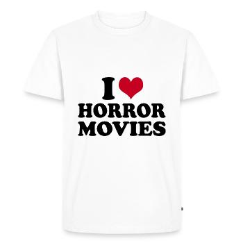 J’aime les films d’horreur Film d’horreur - T-shirt Premium bio Homme - blanc - Devant - Nico (187cm)