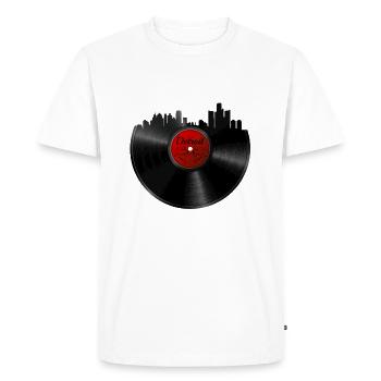 Détroit vinyle - rétro techno DJ Skyline cadeau - T-shirt Premium bio Homme - blanc - Devant - Nico (187cm)