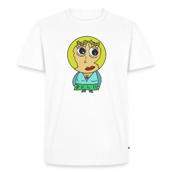 Tête ronde femme personnage de dessin animé blonde blonde jolie wtf - T-shirt Premium bio Homme - blanc - Devant - Nico (187cm)
