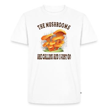 Les champignons appellent les cueilleurs de champignons de chanterelle - T-shirt Premium bio Homme - blanc - Devant - Nico (187cm)