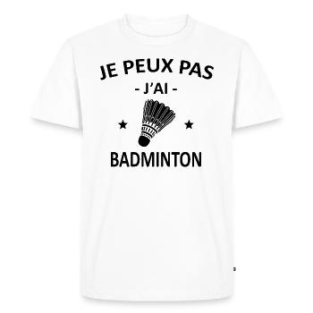 Je Peux Pas J'ai Badminton - T-shirt Premium bio Homme - blanc - Devant - Nico (187cm)