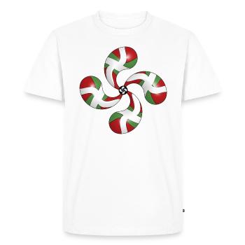 Drapeau Basque et Lauburu - T-shirt Premium bio Homme - blanc - Devant - Nico (187cm)