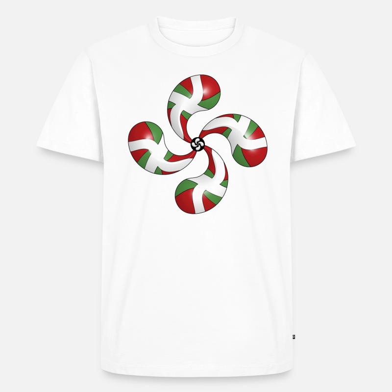 Drapeau Basque et Lauburu - T-shirt Premium bio Homme - blanc