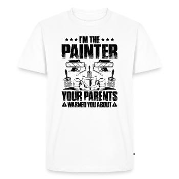 Painter and Varnisher Painter Painter - Men's Premium Organic T-Shirt - white - Front - Nico (187cm)