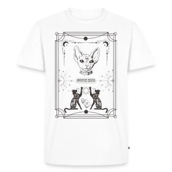 TAROT CHATS MYSTIQUES - T-shirt Premium bio Homme - blanc - Devant - Nico (187cm)