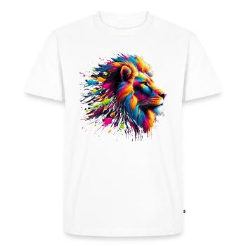 Lion Animal Print Art Animal amant Multi couleur Lion - T-shirt Premium bio Homme - blanc - Devant - Nico (187cm)