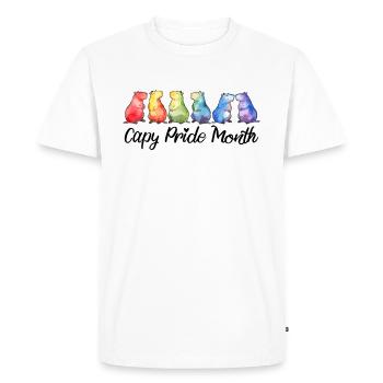 Capy Pride Month Capybara Gay Lesbienne LGBTQ - T-shirt Premium bio Homme - blanc - Devant - Nico (187cm)