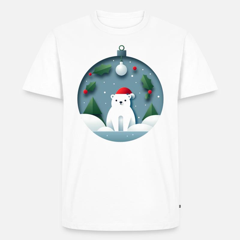 Eisbär in Weihnachtskugel - Männer Premium Bio T-Shirt - Weiß