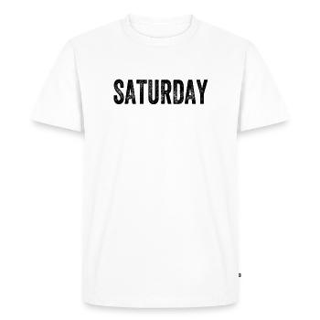 Samedi en semaine - T-shirt Premium bio Homme - blanc - Devant - Nico (187cm)