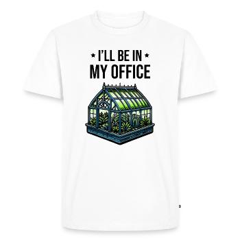 Je serai dans mon bureau - Jardinage - T-shirt Premium bio Homme - blanc - Devant - Nico (187cm)