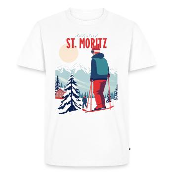 Saint-Moritz Suisse Ski Ski Hiver Montagnes Rétro - T-shirt Premium bio Homme - blanc - Devant - Nico (187cm)