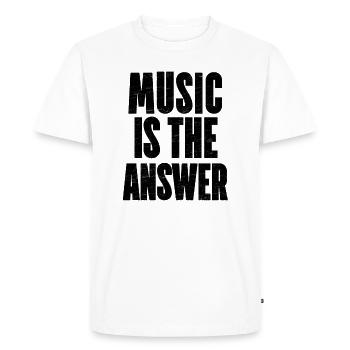 La musique est la réponse - T-shirt Premium bio Homme - blanc - Devant - Nico (187cm)