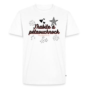 j'habite à Pétaouchnock - T-shirt Premium bio Homme - blanc - Devant - Nico (187cm)