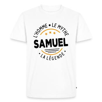 Samuel L'Homme Le Mythe La Légende - T-shirt Premium bio Homme - blanc - Devant - Nico (187cm)