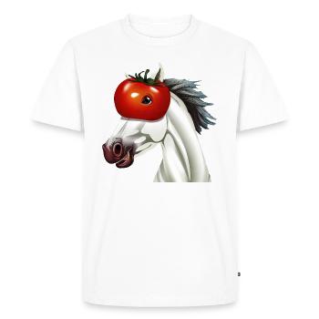 Horse with tomato head - Unique work of art - Men's Premium Organic T-Shirt - white - Front - Nico (187cm)