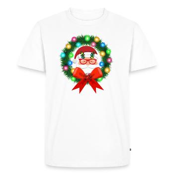Père Noël en couronne - T-shirt Premium bio Homme - blanc - Devant - Nico (187cm)