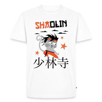 Funny Cat, Shaolin Drôle de Chat Maitre Kung Fu - T-shirt Premium bio Homme - blanc - Devant - Nico (187cm)