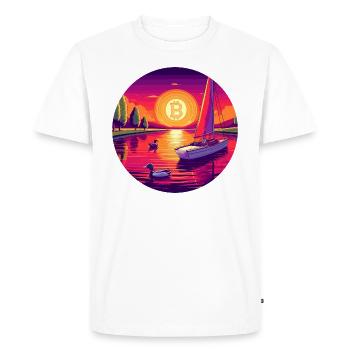 Bitcoin Sunset: A Unique and Colorful Digital Art - Men's Premium Organic T-Shirt - white - Front - Nico (187cm)