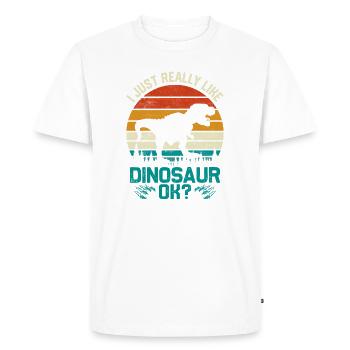 I just really Like Dinosaur ok - Dinosaures - T-shirt Premium bio Homme - blanc - Devant - Nico (187cm)