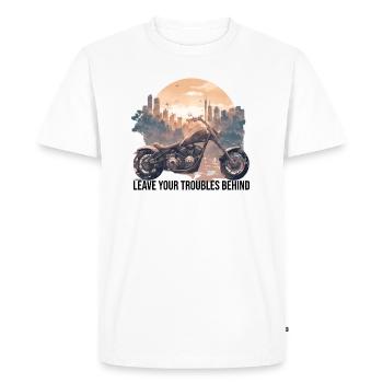 Leave Your Troubles Behind, Live Free and Ride - Men's Premium Organic T-Shirt - white - Front - Nico (187cm)