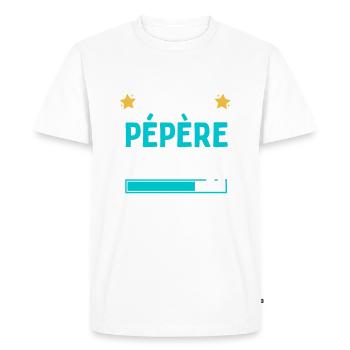 Je peux pas j'vais être Pépère 2025 Futur Papy - T-shirt Premium bio Homme - blanc - Devant - Nico (187cm)