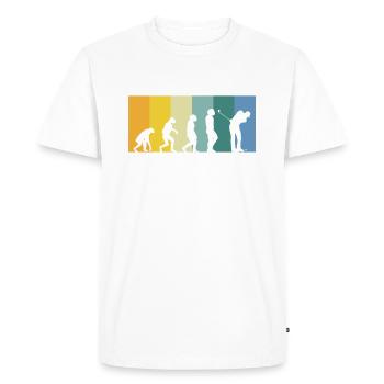 Evolution Golfer - golfing retro vintage colors - Men's Premium Organic T-Shirt - white - Front - Nico (187cm)