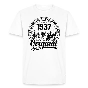 1937 April Original: 87 Years Anniversary Gift - Men's Premium Organic T-Shirt - white - Front - Nico (187cm)