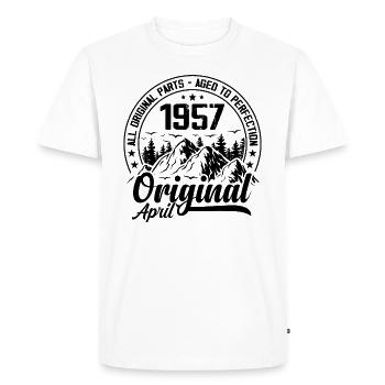 1957 avril Original : 67 Ans cadeau Anniversaire - T-shirt Premium bio Homme - blanc - Devant - Nico (187cm)