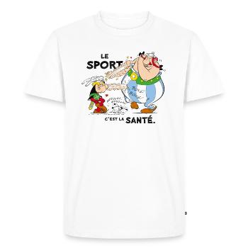 Asterix and Obelix - Sport is health - Men's Premium Organic T-Shirt - white - Front - Nico (187cm)