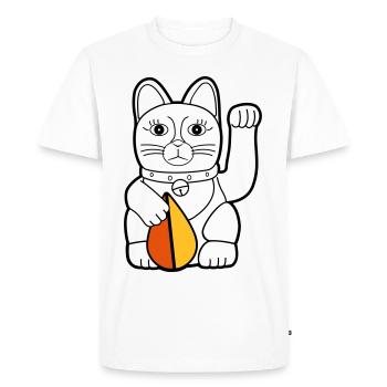 Maneki Neko « Kōreisha » oldschool - Dark Contour - T-shirt Premium bio Homme - blanc - Devant - Nico (187cm)