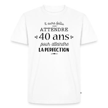 Anniversaire 40 ans - T-shirt Premium bio Homme - blanc - Devant - Nico (187cm)