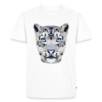 Léopard des neiges / polygone - T-shirt Premium bio Homme - blanc - Devant - Nico (187cm)