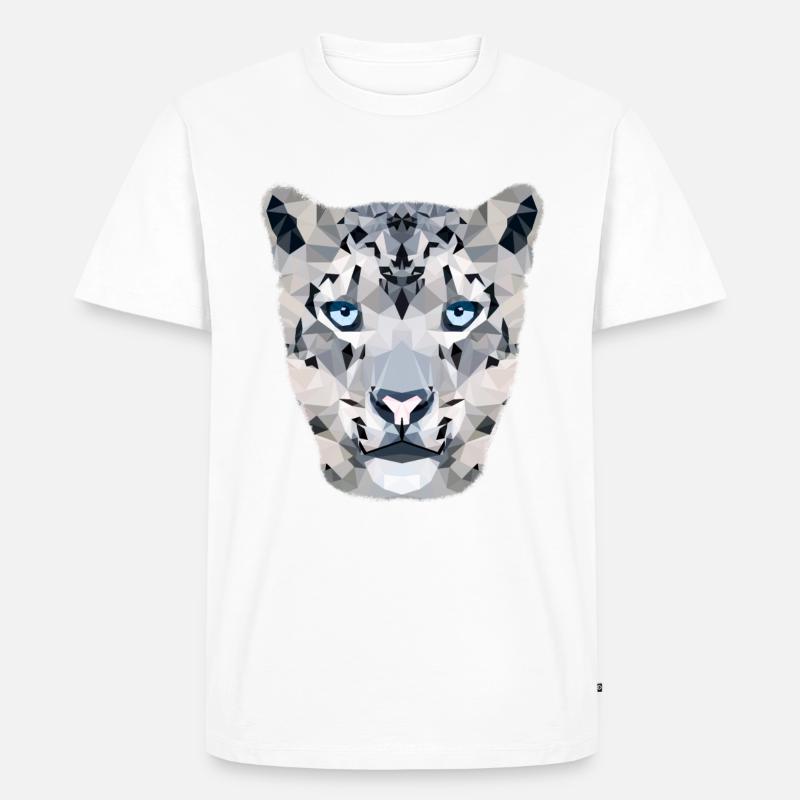 Schneeleopard / Polygon - Männer Premium Bio T-Shirt - Weiß