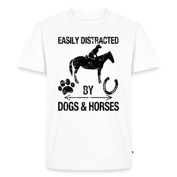 Easily Distracted By Dogs And Horses - Men's Premium Organic T-Shirt - white - Front - Nico (187cm)