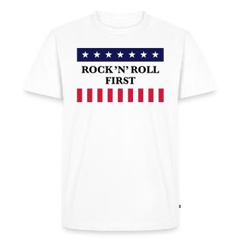Rock 'n' Roll d’abord (Musique / USA / Amérique) - T-shirt Premium bio Homme - blanc - Devant - Nico (187cm)