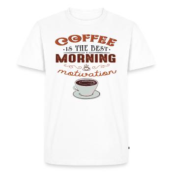 Le café est la meilleure motivation du matin - T-shirt Premium bio Homme - blanc - Devant - Nico (187cm)