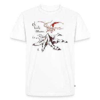 Der Hobbit Zeichnung Des Einsamen Bergs Mit Smaug - Männer Premium Bio T-Shirt - Weiß - Vorne - Nico (187cm)