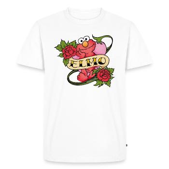 5 Rue Sésame Elmo Tattoo - T-shirt Premium bio Homme - blanc - Devant - Nico (187cm)