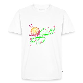 Tricot, aiguilles à tricoter, laine artisanale - T-shirt Premium bio Homme - blanc - Devant - Nico (187cm)