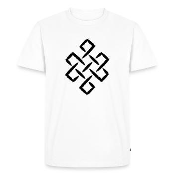 Infinity Knot Buddhism Happiness - T-shirt Premium bio Homme - blanc - Devant - Nico (187cm)