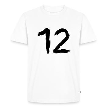 Nombre 12 Nombre de chance 12 - T-shirt Premium bio Homme - blanc - Devant - Nico (187cm)