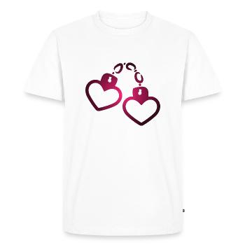 Coeur de menottes - T-shirt Premium bio Homme - blanc - Devant - Nico (187cm)