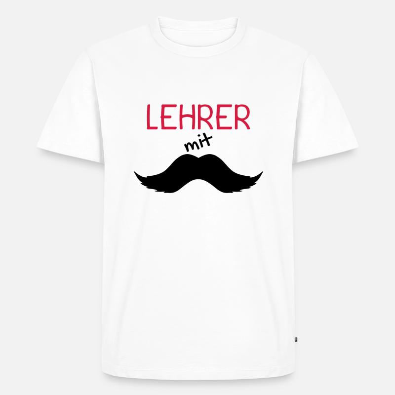 Lehrer mit Schnurrbart - Männer Premium Bio T-Shirt - Weiß