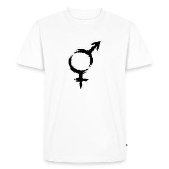 Symbole hétéro Mars Venus - T-shirt Premium bio Homme - blanc - Devant - Nico (187cm)