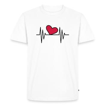 Coeur symbole battement de coeur ligne ornement amour - T-shirt Premium bio Homme - blanc - Devant - Nico (187cm)
