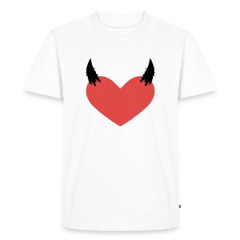 Coeur diable cornes mauvais symbole cadeau - T-shirt Premium bio Homme - blanc - Devant - Nico (187cm)