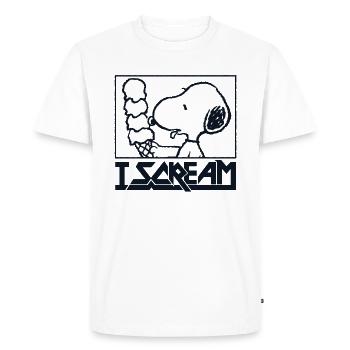 Peanuts Snoopy I Scream Ice Cream Glace - T-shirt Premium bio Homme - blanc - Devant - Nico (187cm)
