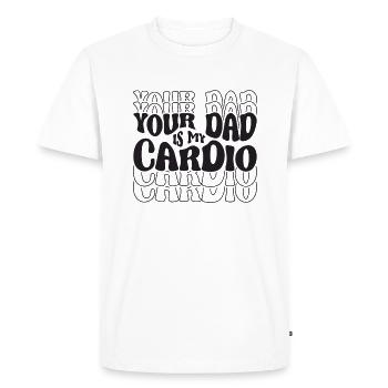 Ton père est mon cardio - Fitness - T-shirt Premium bio Homme - blanc - Devant - Nico (187cm)