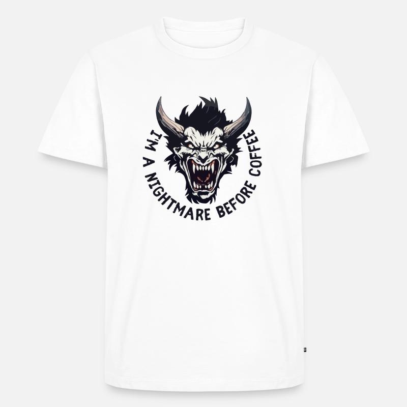 Nightmare before Coffee - Männer Premium Bio T-Shirt - Weiß